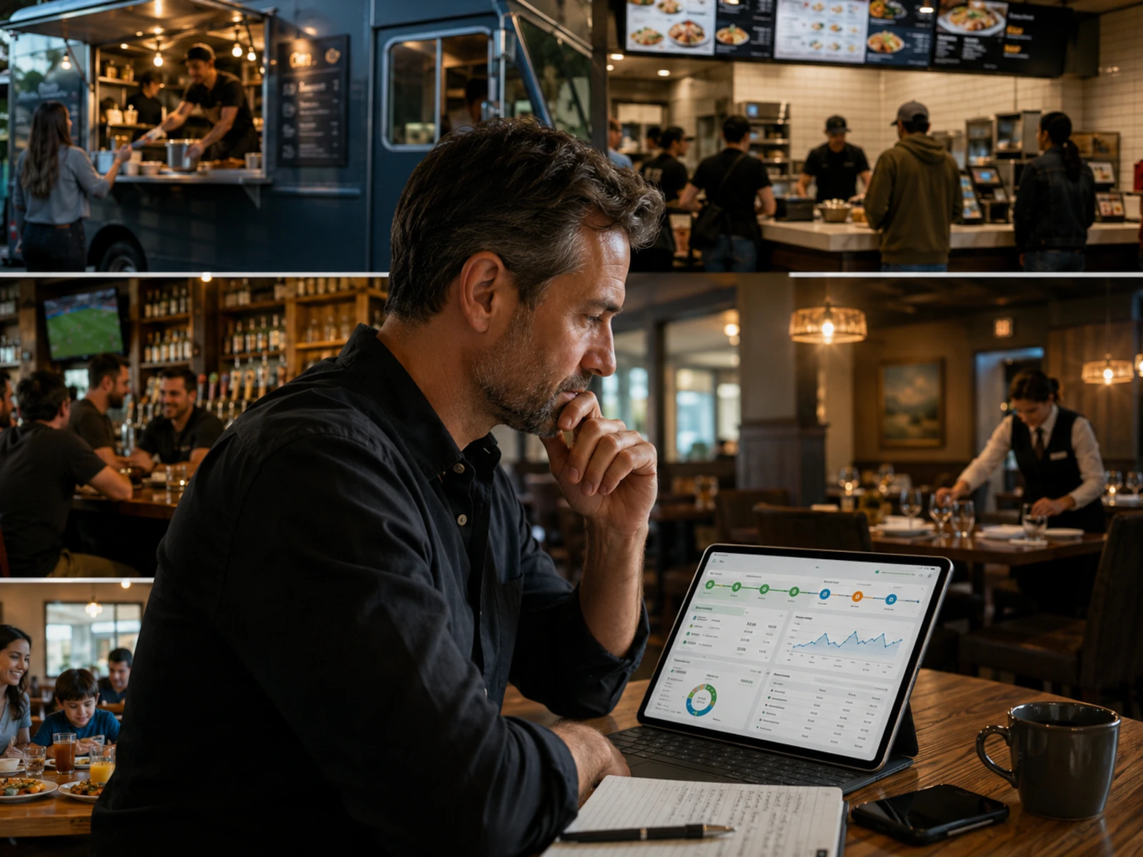 Operator reviewing restaurant workflow