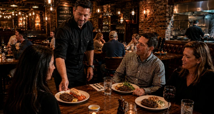 Full-service dining standard with polished table service and professional hospitality.